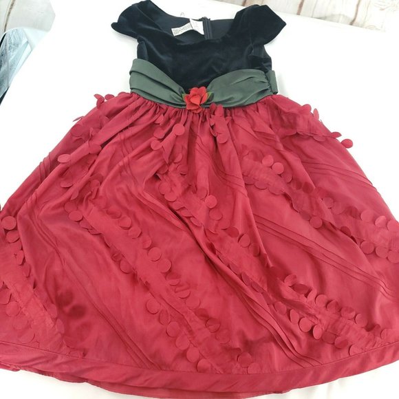 Iris And Ivy Girls Red Black Cap Sleeve Round Neck Ruffled A Line Dress … - Picture 3 of 15